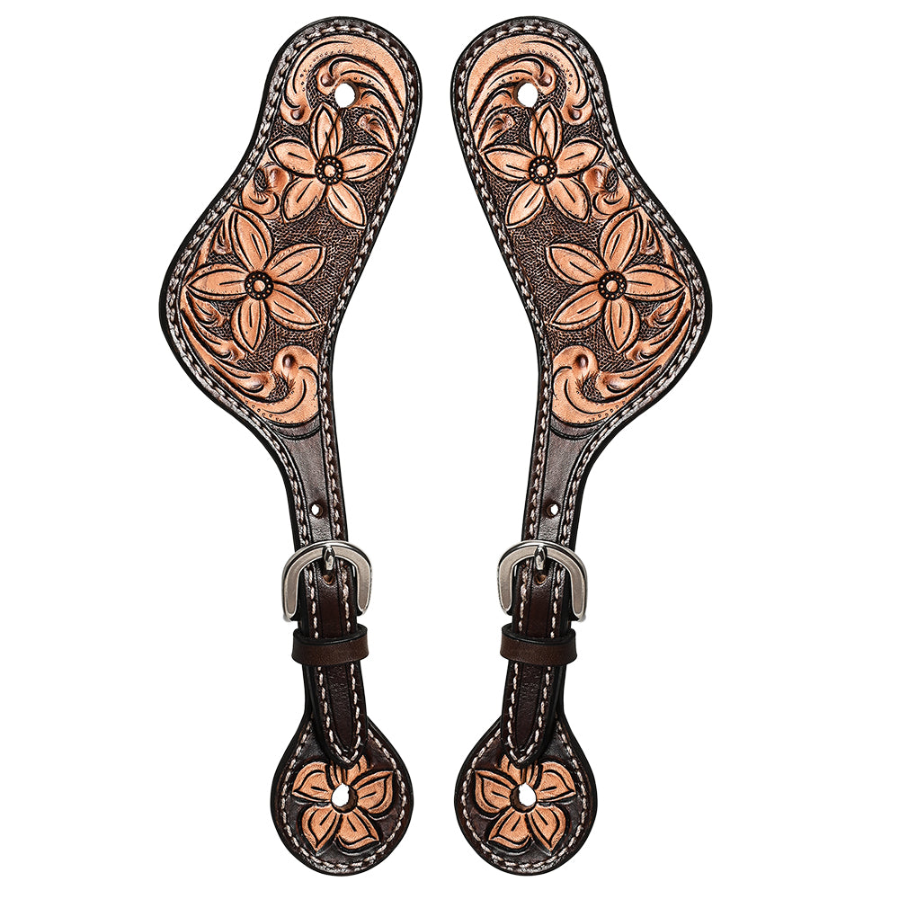 HILASON Hand-Tooled Leather Spur Straps for Men & Women – Western Design, Adjustable Fit