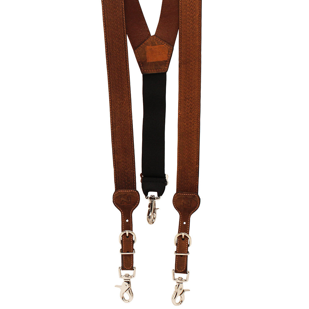 X Large Nocona Belt Mens Basic Basket Leather Suspender Sand Brown