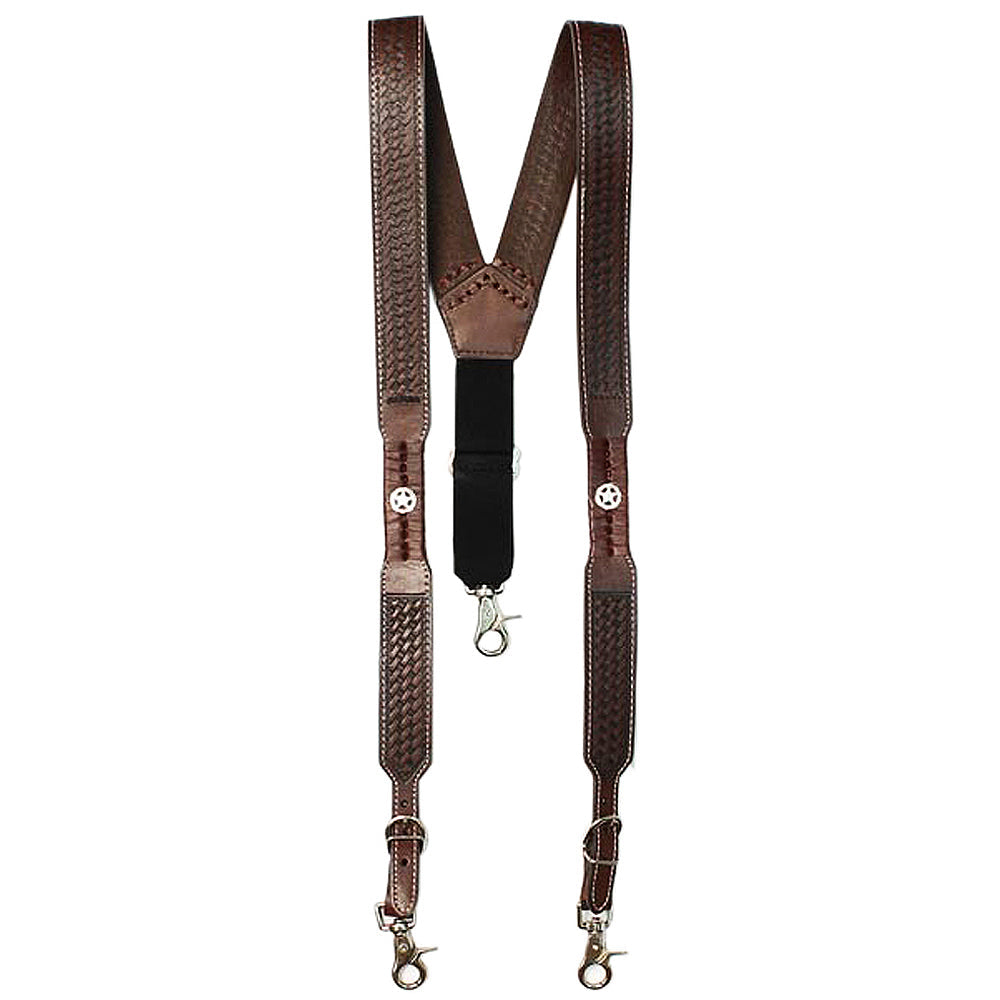 Large Nocona Belt Mens Star Basket Leather Suspender Brown
