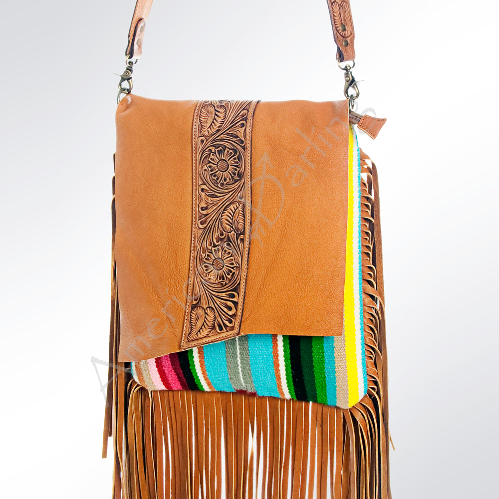 American Darling Messenger Hand Tooled Saddle Blanket Genuine Leather Western Women Bag Handbag Purse | Crossbody for Cute