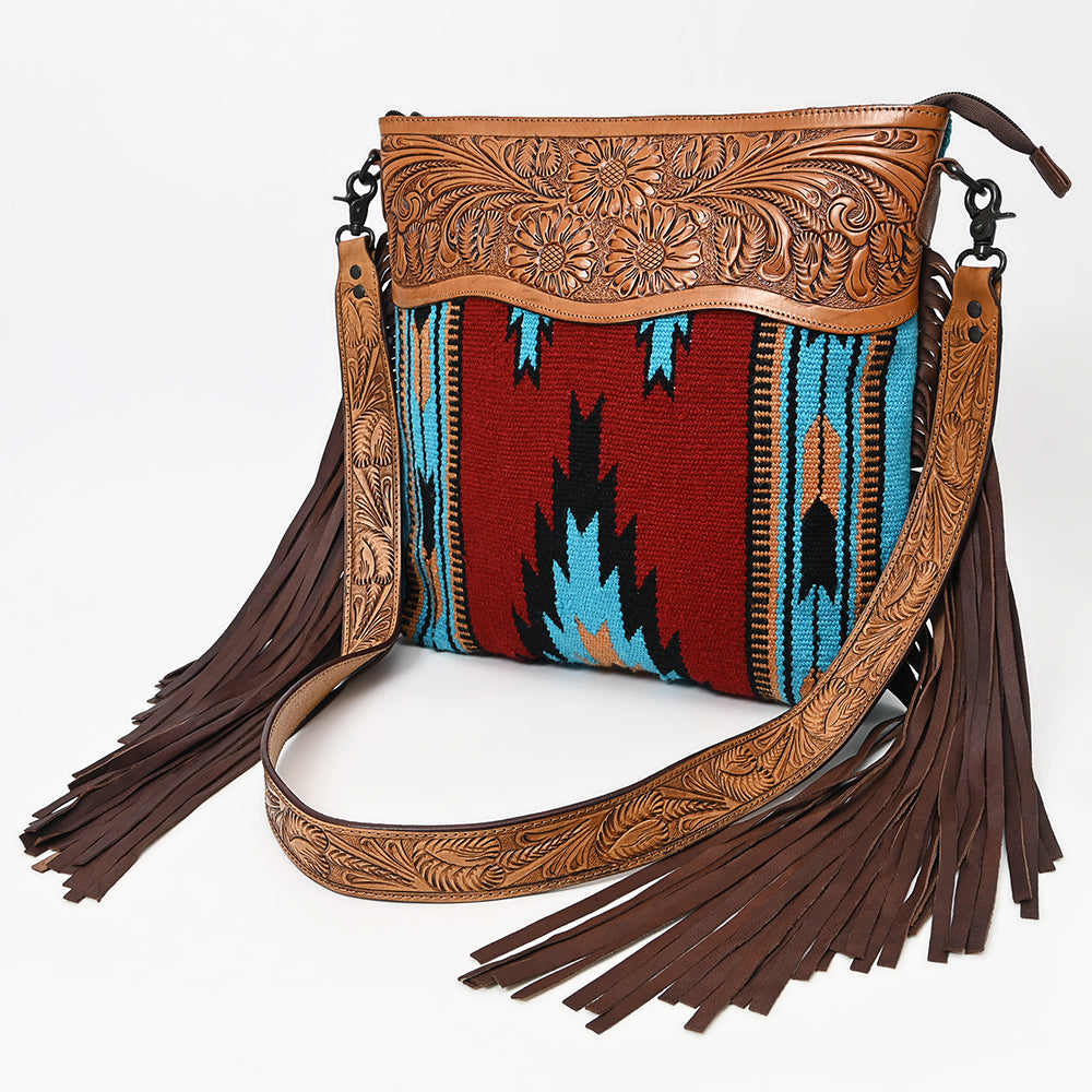 Ameran Darling Women's Crossbody Bag Western Hand Tooled Saddle Blanket Leather Handbag and Ladies Purse