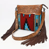 Ameran Darling Women's Crossbody Bag Western Hand Tooled Saddle Blanket Leather Handbag and Ladies Purse