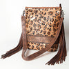 American Darling Large Cross body Bag Handcrafted from Hair-On Cowhide & Hand Tooled Genuine Leather with Fringes