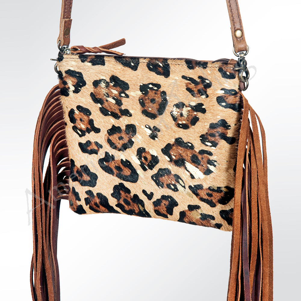 American Darling Western Small Crossbody Bag – Genuine Hair-On Cowhide Leather with Fringes, Adjustable Strap, Handcrafted in Texas