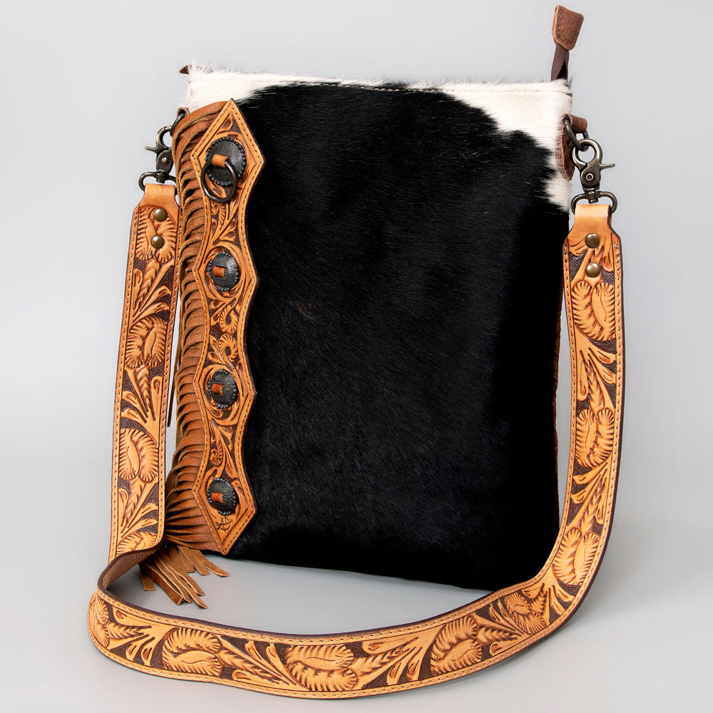 American Darling Women's Chaps Bag Western Hand Tooled Hair-On Genuine Leather Handbag and Ladies Purse