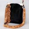 American Darling Chaps Bag Handcrafted from Hand Tooled Leather & Hair-On Cowhide with Concho, Fringes, and YKK Zipper