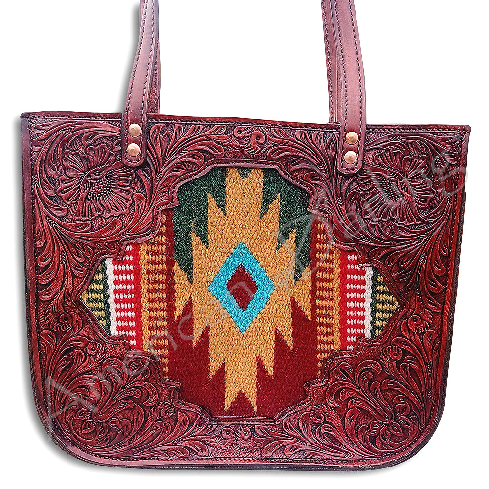 American Darling Tote Saddle Blanket Hand Tooled Genuine Leather Western Women Bag Handbag Purse | Travel Bags College Casual
