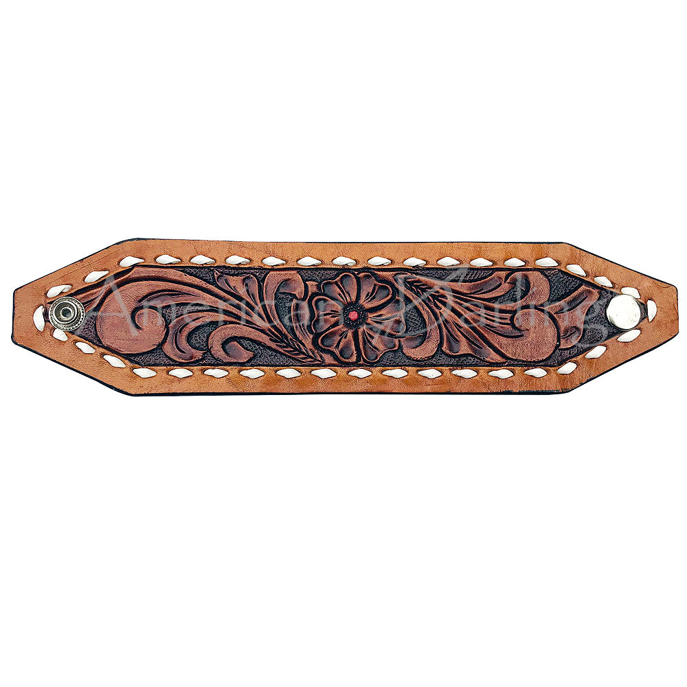 American Darling Bracelet Hand Tooled Carved Genuine Leather Women | Handmade Western Rustic