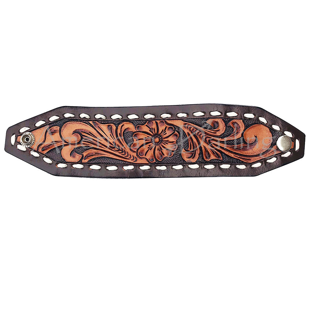 American Darling Bracelet Hand Tooled Carved Genuine Leather Women | Handmade Western Rustic