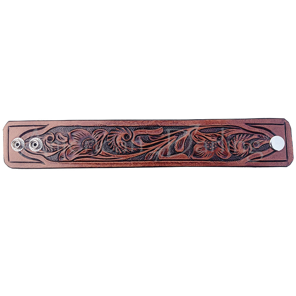 American Darling Bracelet Hand Tooled Carved Genuine Leather Women | Handmade Western Rustic