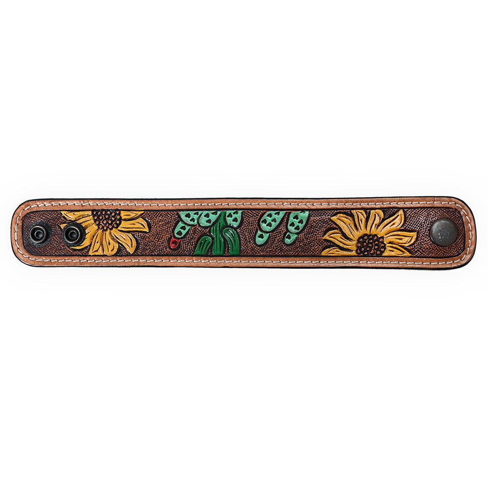 American Darling Bracelet Hand Tooled Carved Genuine Leather Women | Handmade Western Rustic