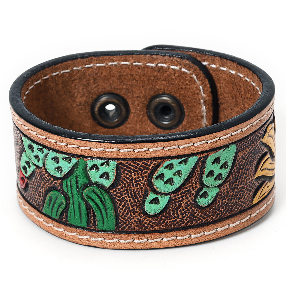 American Darling Bracelet Hand Tooled Carved Genuine Leather Women | Handmade Western Rustic