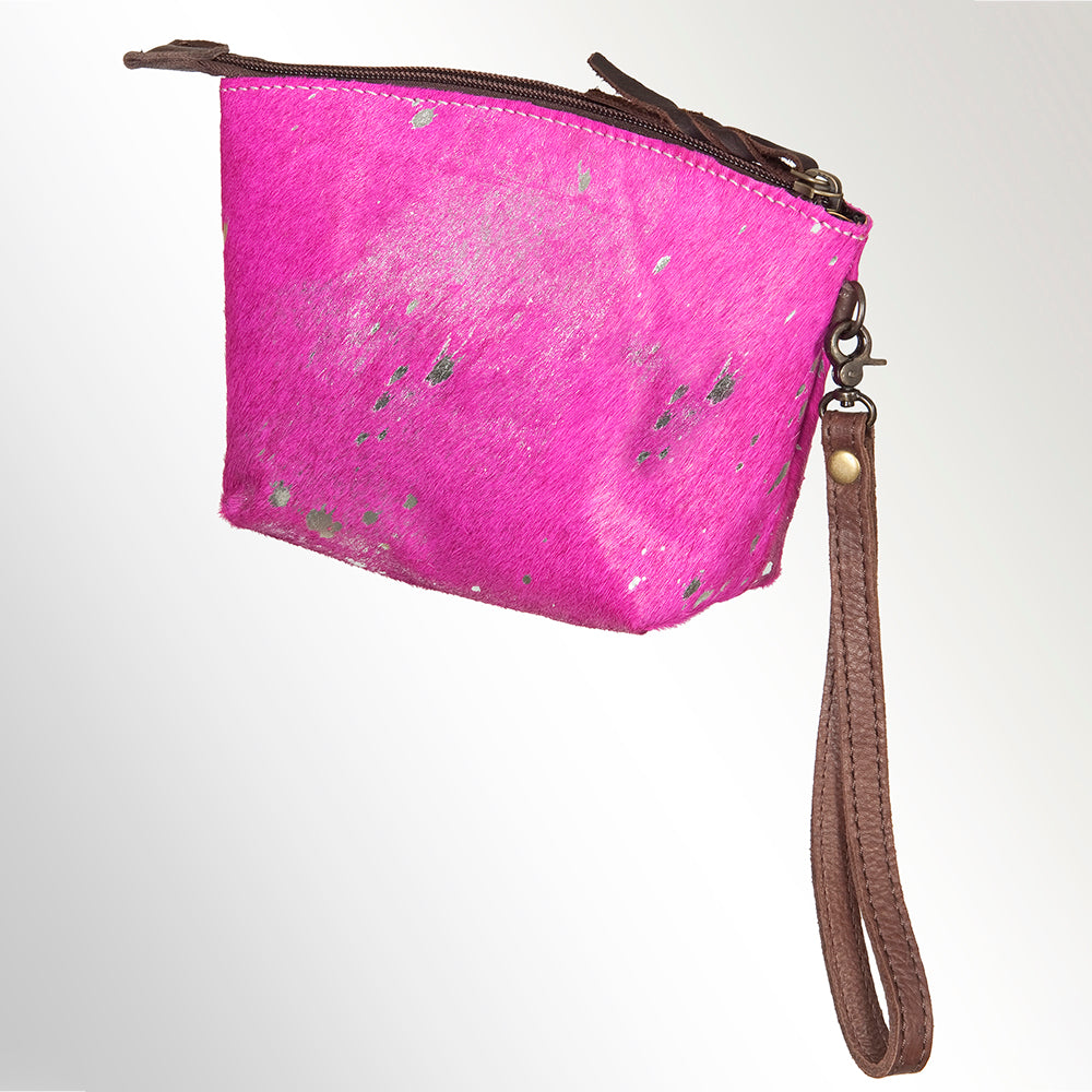 American Darling Coin Purse Bag Handcrafted from Hair-On Cowhide & Genuine Leather with Wristlet and YKK Zipper