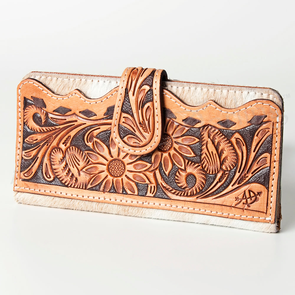 American Darling Wallet Hand Tooled Hair On Genuine Leather Western Women Bag | Handbag Purse Wristlet Travel Clutch