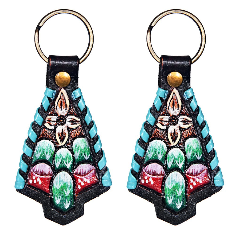 Set Of 2 Leather Key Chain Ring Handcraft Handmade Hilason