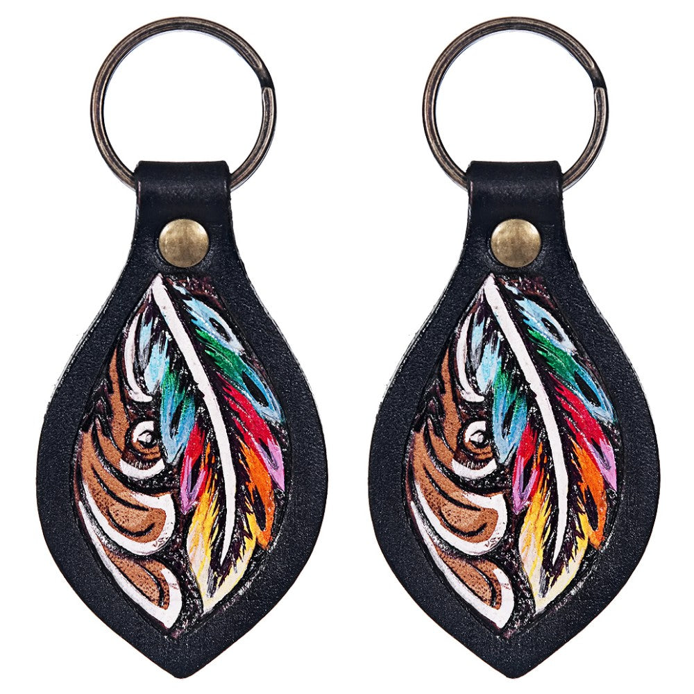 Set Of 2 Leather Key Chain Key Ring Handcraft Handmade Hilason