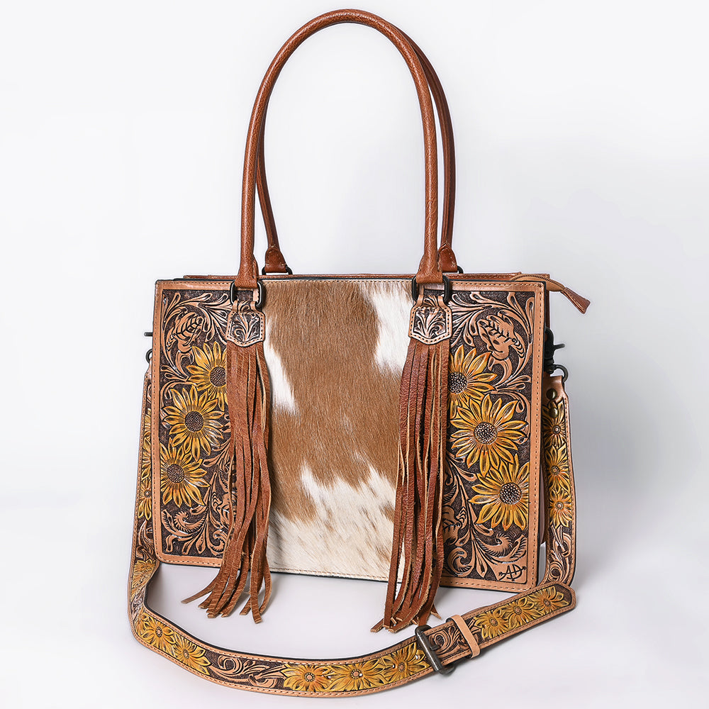 American Darling Briefcase Hand Tooled Hair On Genuine Leather Western Women Bag Handbag | for Cute Laptop