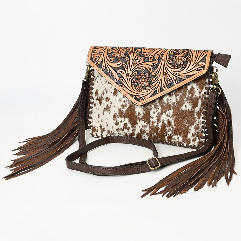American Darling Envelope Hand Tooled Hair-On Genuine Leather Women Bag Western Handbag Purse | for Cute