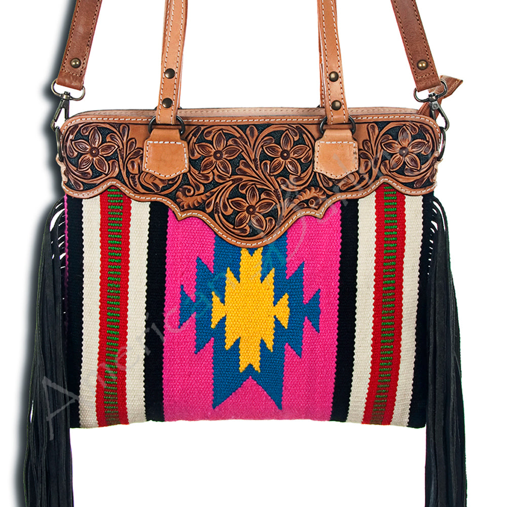 American Darling Cross Body Hand Tooled Hair on-Genuine Leather Western Women Bag Handbag Purse | Crossbody for Cute