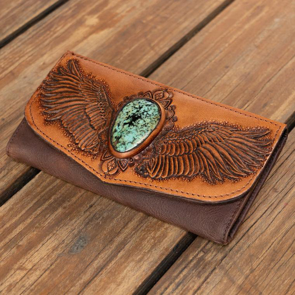 American Darling ADBGH119 Wallet Hand Tooled Genuine Leather Women Bag Western Handbag Purse