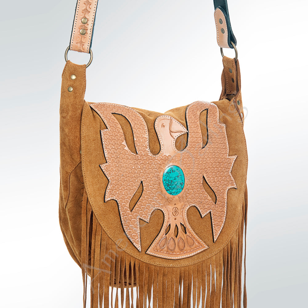 American Darling Cross Body Hand Tooled Suede Genuine Leather Western Women Bag Handbag Purse