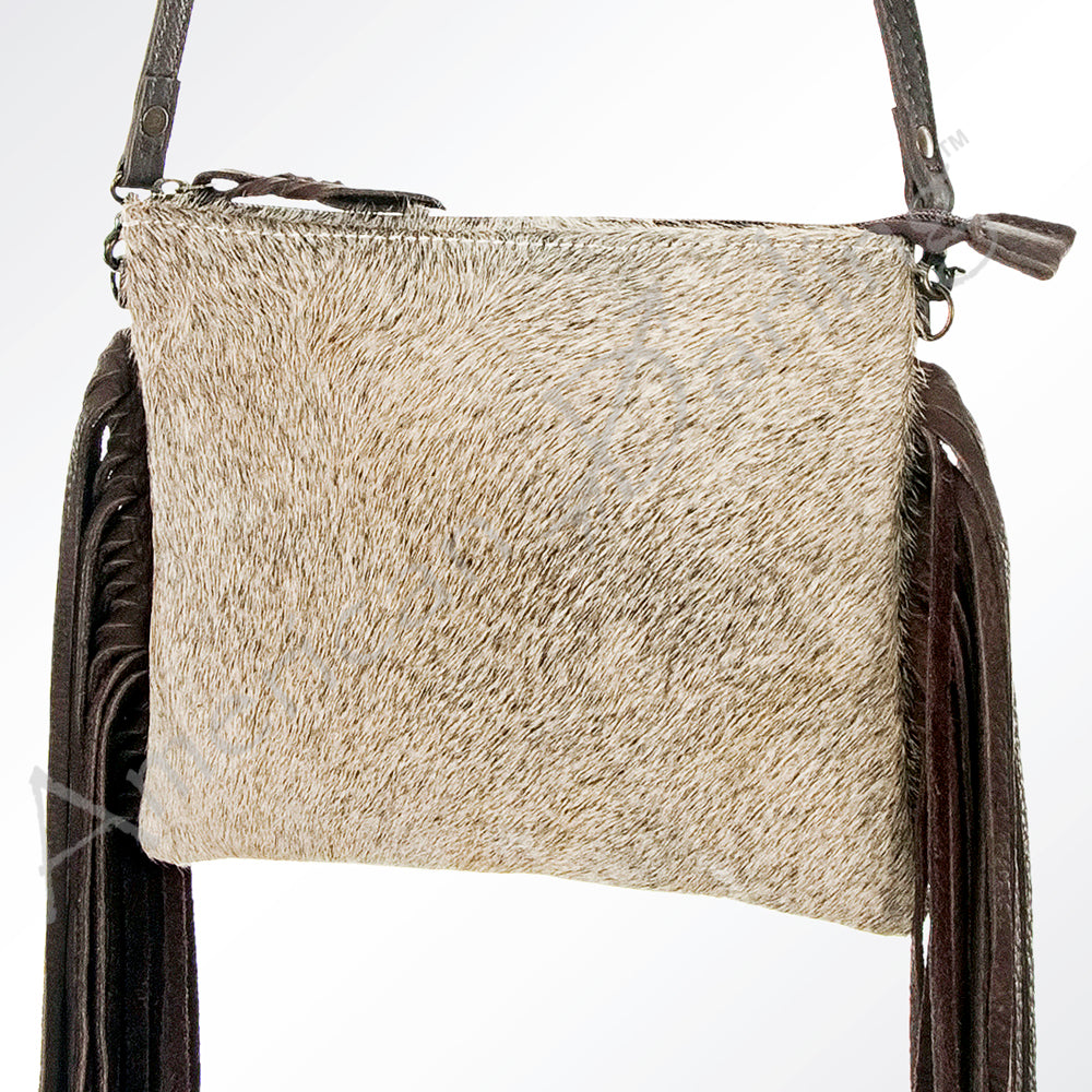 American Darling Western Small Crossbody Bag – Genuine Hair-On Cowhide Leather with Fringes, Adjustable Strap, Handcrafted in Texas