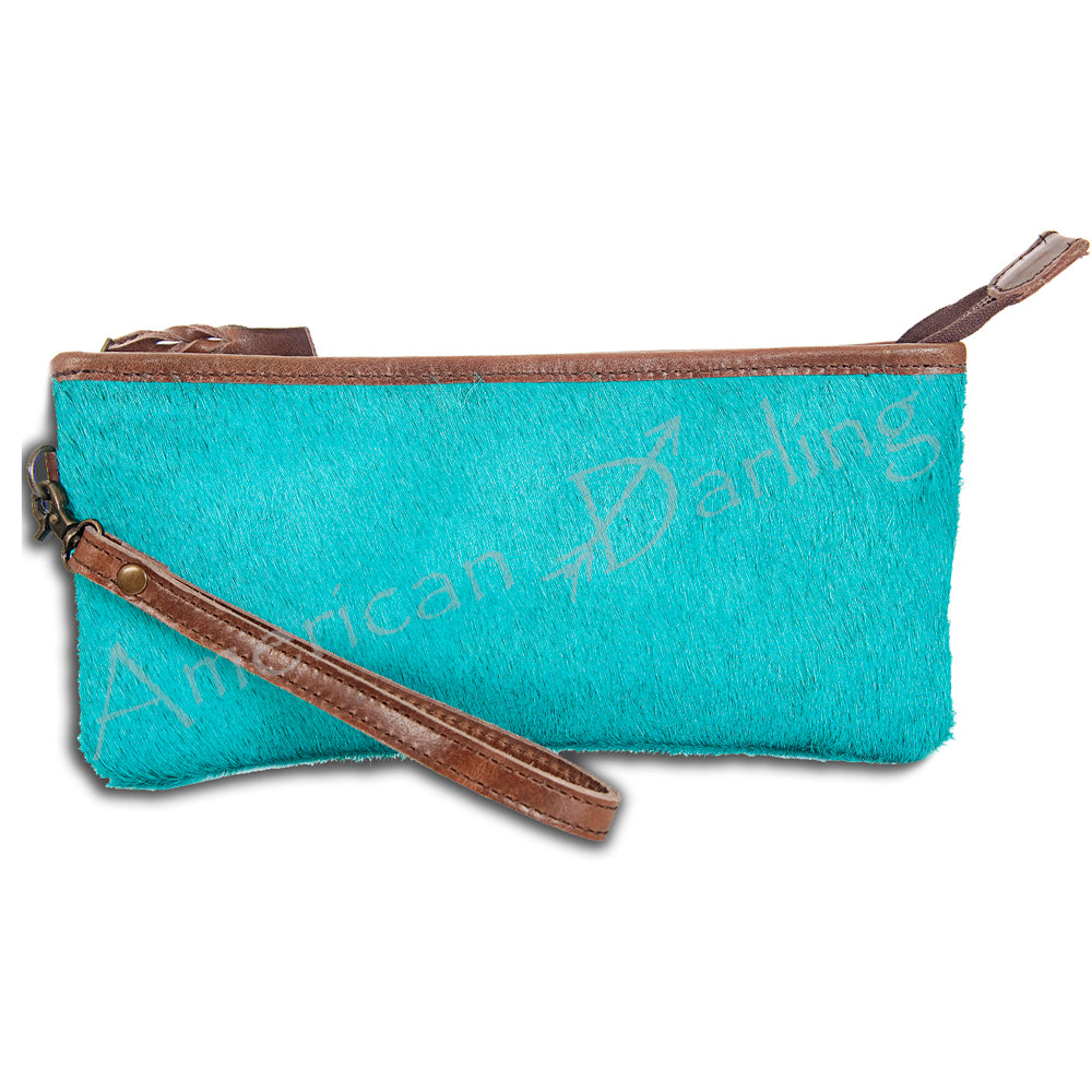 American Darling Wristlet Hair -On Saddle blanket Genuine Leather Western Women Bag | Handbag Purse Travel Clutch