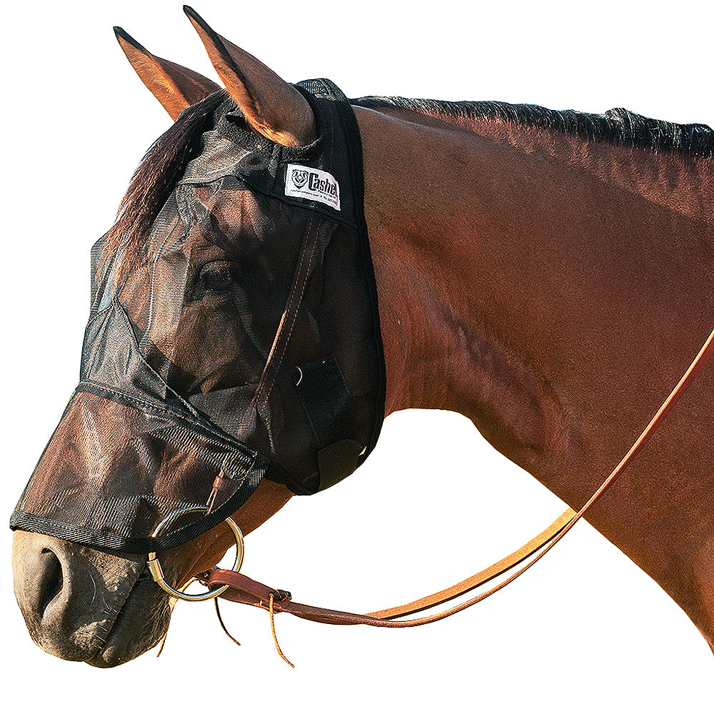 Warmblood Size Cashel Quiet Ride Horse Fly Mask Long Nose Black