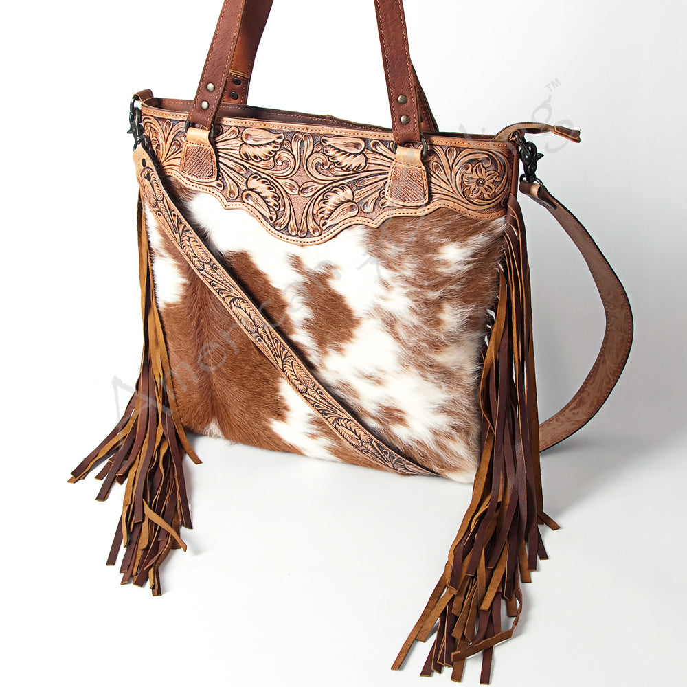 American Darling Messenger Hand Tooled Hair on-Genuine Leather Western Women Bag Handbag Purse | Crossbody for |Cute