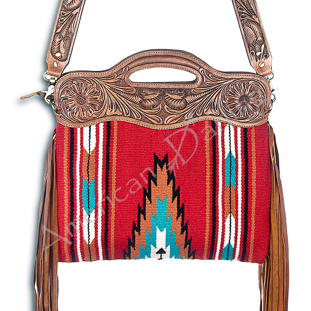 American Darling ADBGZ168G Clutch Hand Tooled Saddle Blanket Genuine Leather Women Bag Western Handbag Purse