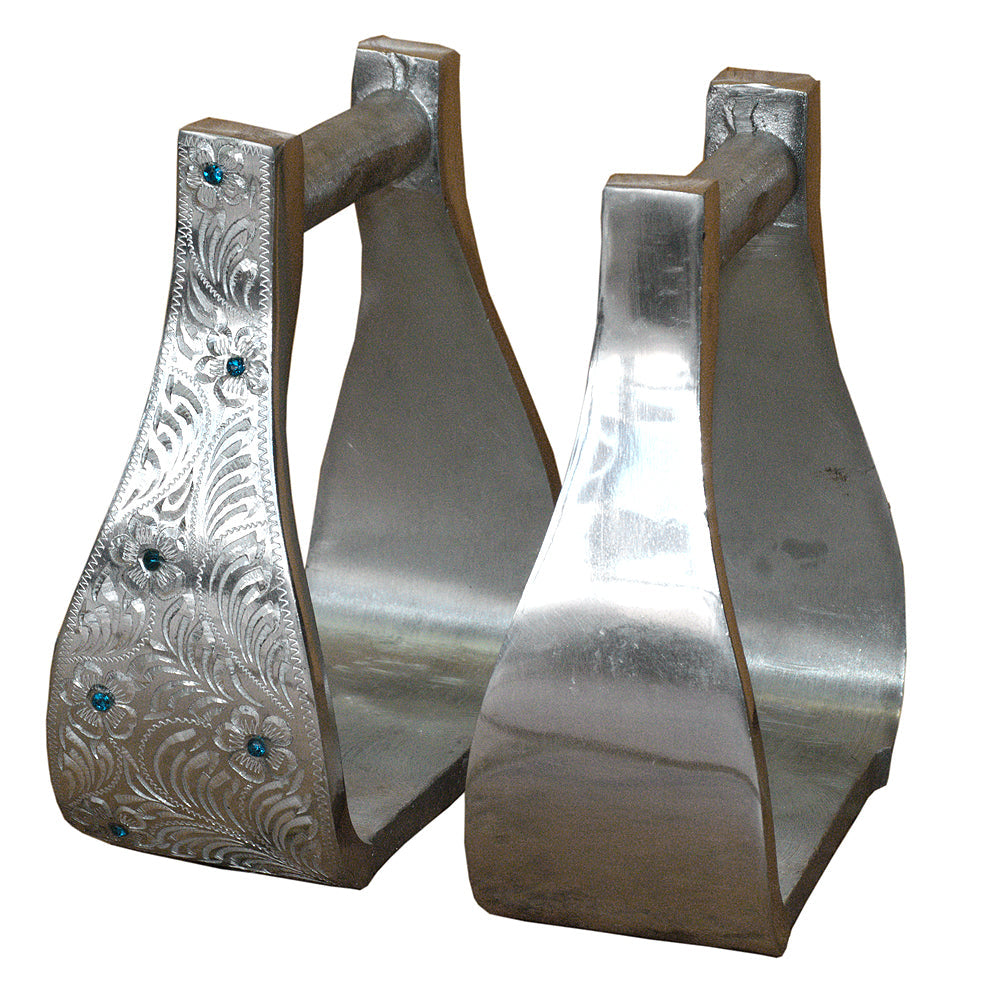 HILASON Horse Western Saddle Engraved Metal Roper Stirrups | Riding