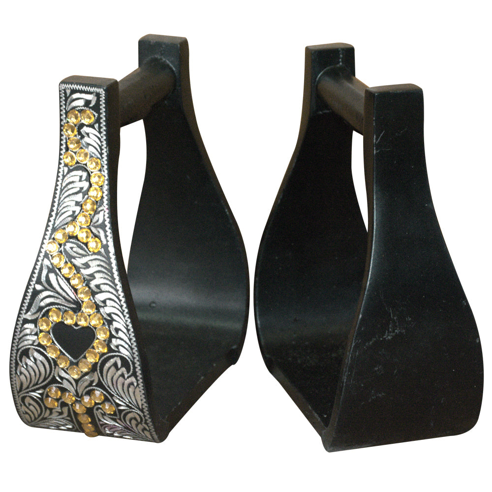 HILASON Horse Western Saddle Engraved Metal Roper Stirrups | Riding Trail