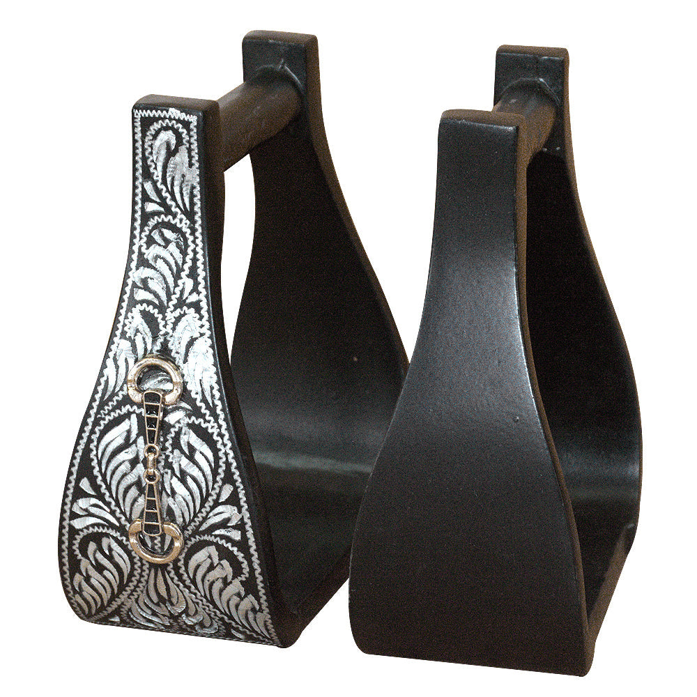HILASON Horse Western Saddle Engraved Metal Roper Stirrups | Trail Riding Ranch