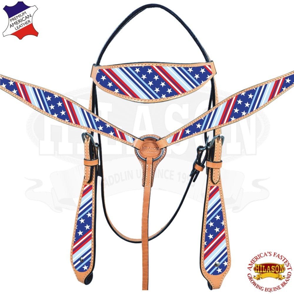 HILASON Western Horse Headstall Breast Collar Set American Leathe | Leather Tack for Horses