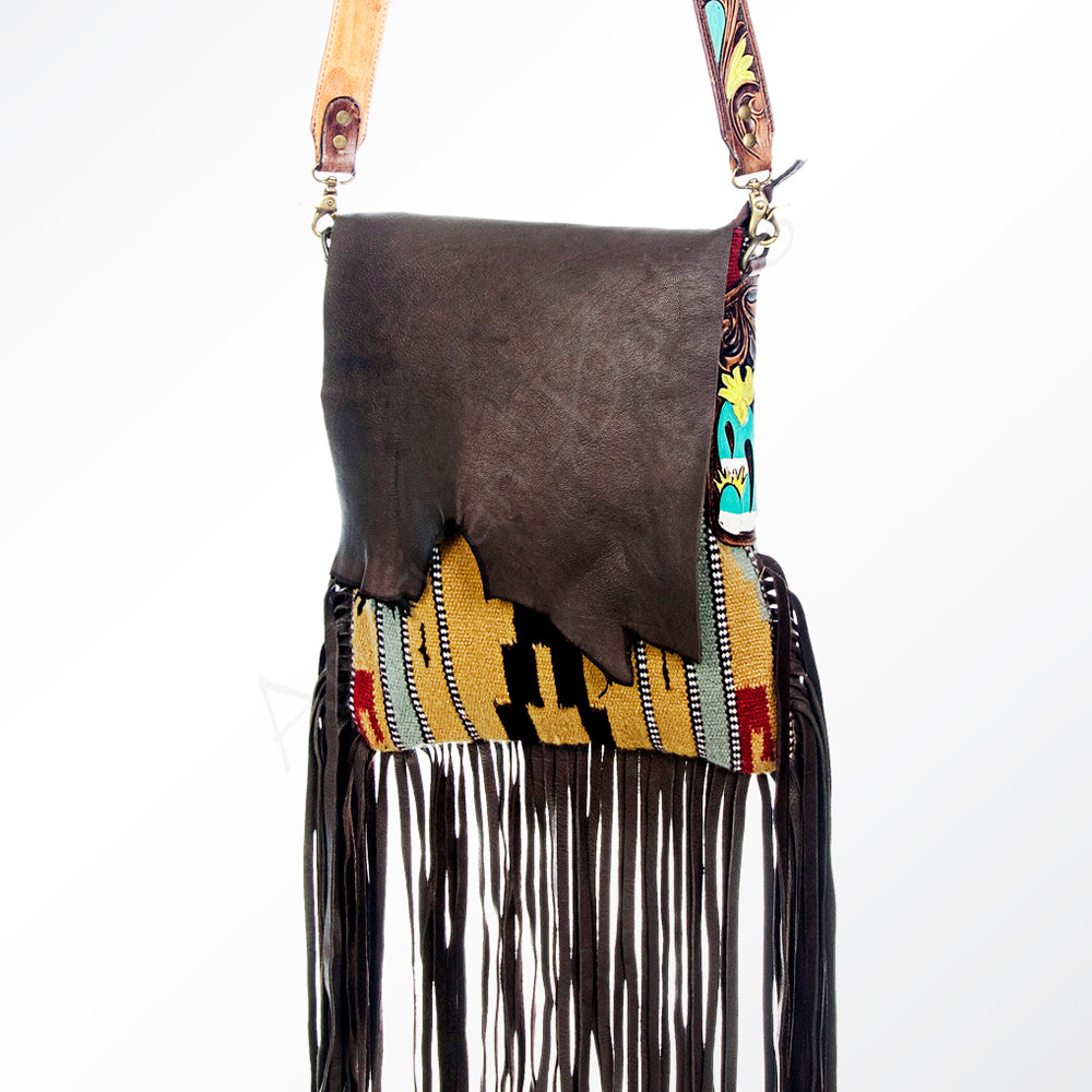 American Darling Messenger Saddle Blanket Fabric Genuine Leather Western Women Bag Handbag Purse | Cute