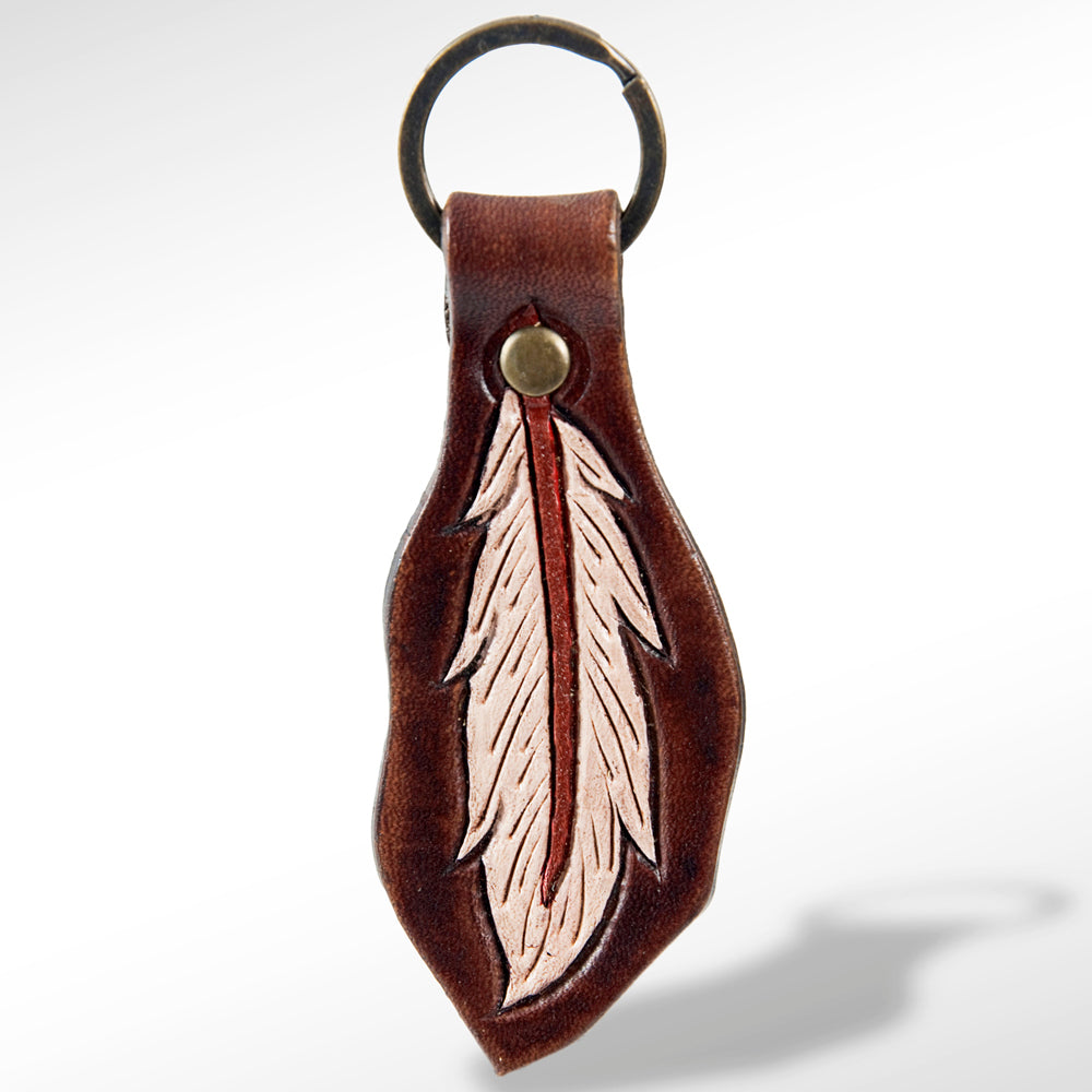 American Darling ADKR142 Hand Tooled Carved Genuine Leather Keyring