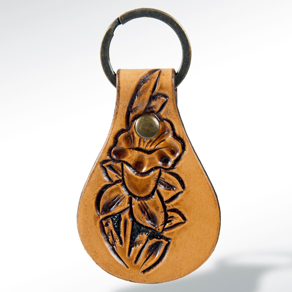 American Darling ADKR143 Hand Tooled Carved Genuine Leather Keyring