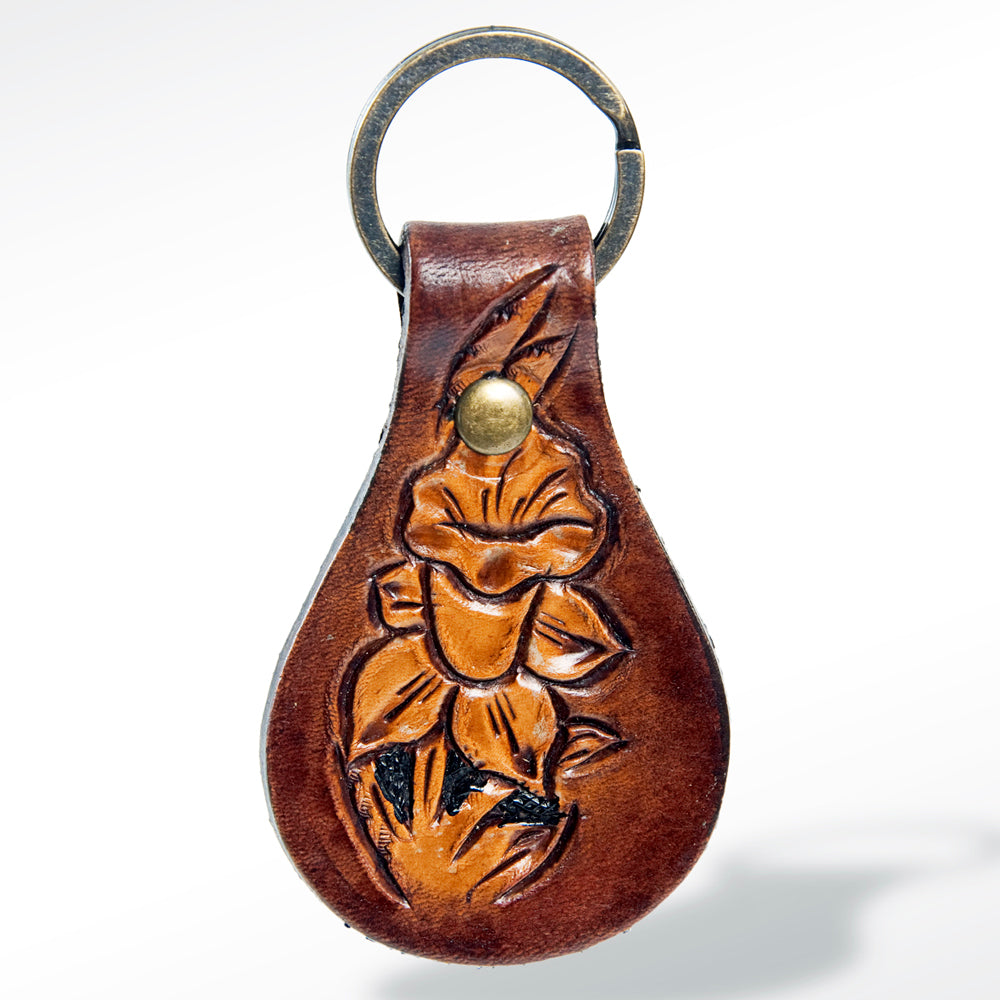 American Darling ADKR146 Hand Tooled Carved Genuine Leather Keyring
