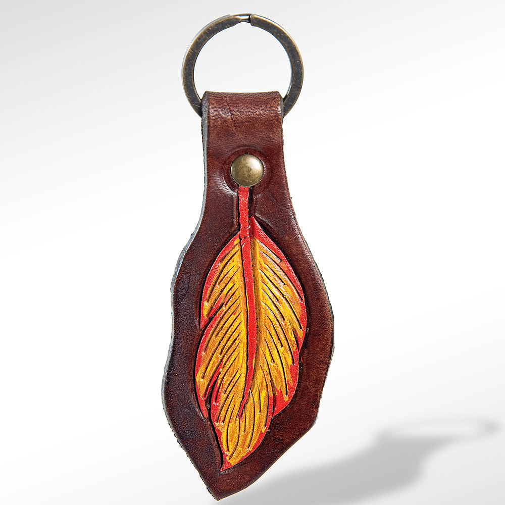 American Darling ADKR147 Hand Tooled Carved Genuine Leather Keyring