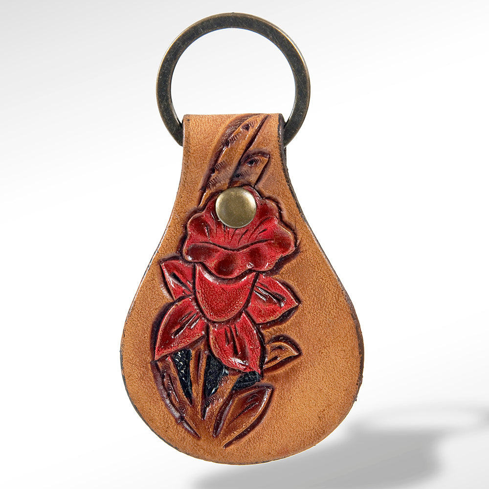American Darling ADKR149 Hand Tooled Carved Genuine Leather Keyring