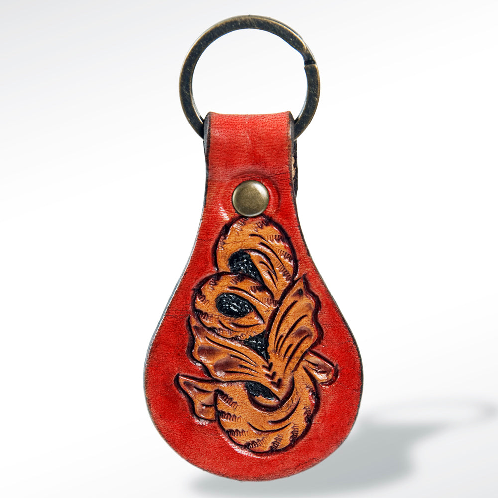 American Darling ADKR151 Hand Tooled Carved Genuine Leather Keyring
