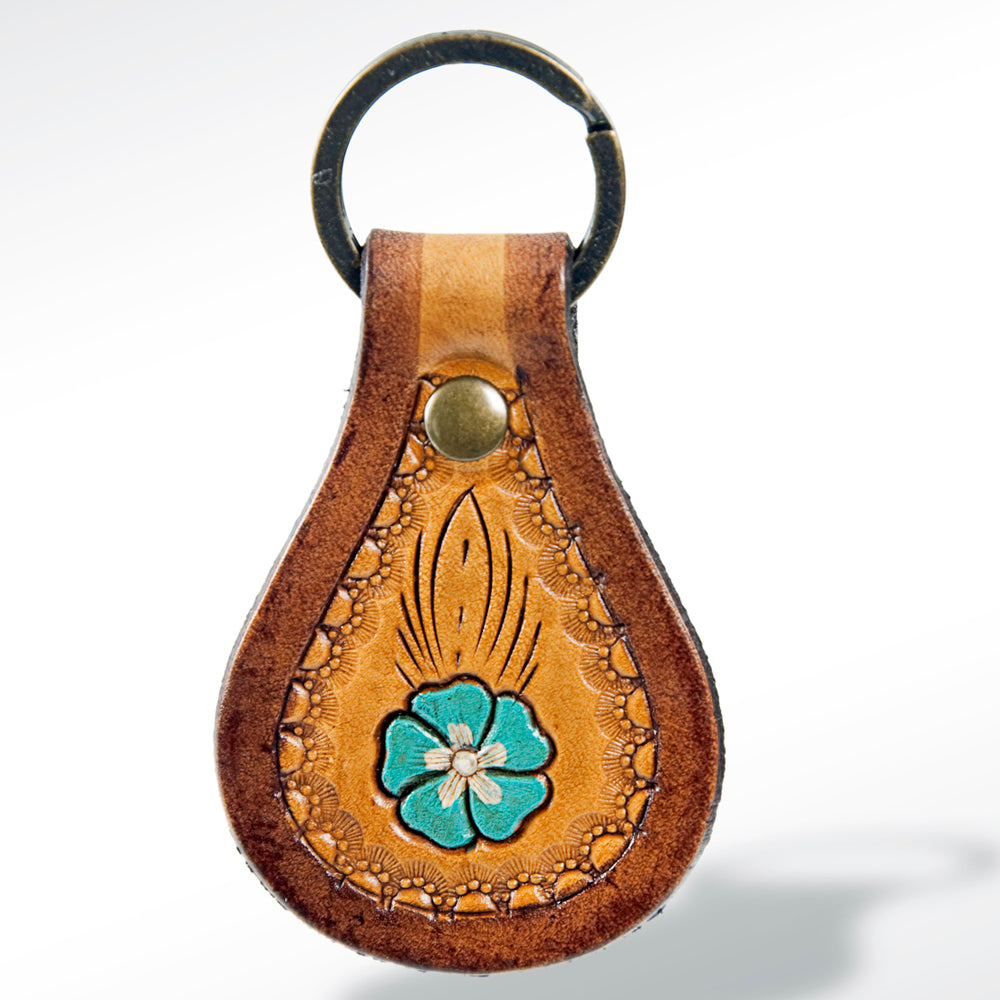 American Darling ADKR153 Hand Tooled Carved Genuine Leather Keyring