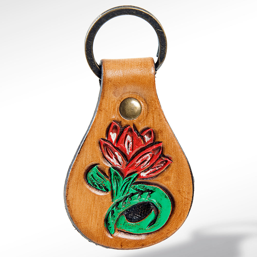 American Darling ADKR154 Hand Tooled Carved Genuine Leather Keyring