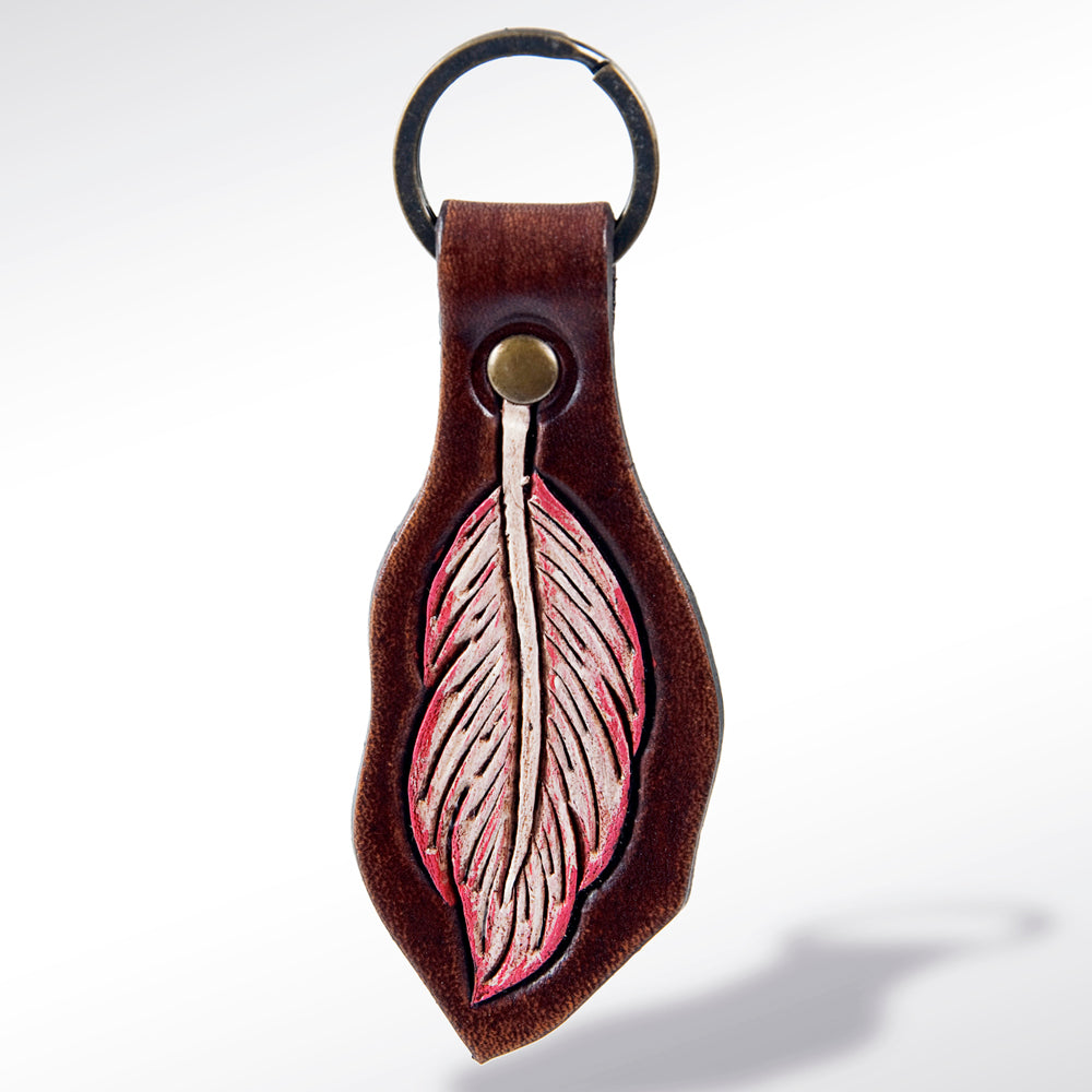 American Darling ADKR160 Hand Tooled Carved Genuine Leather Keyring