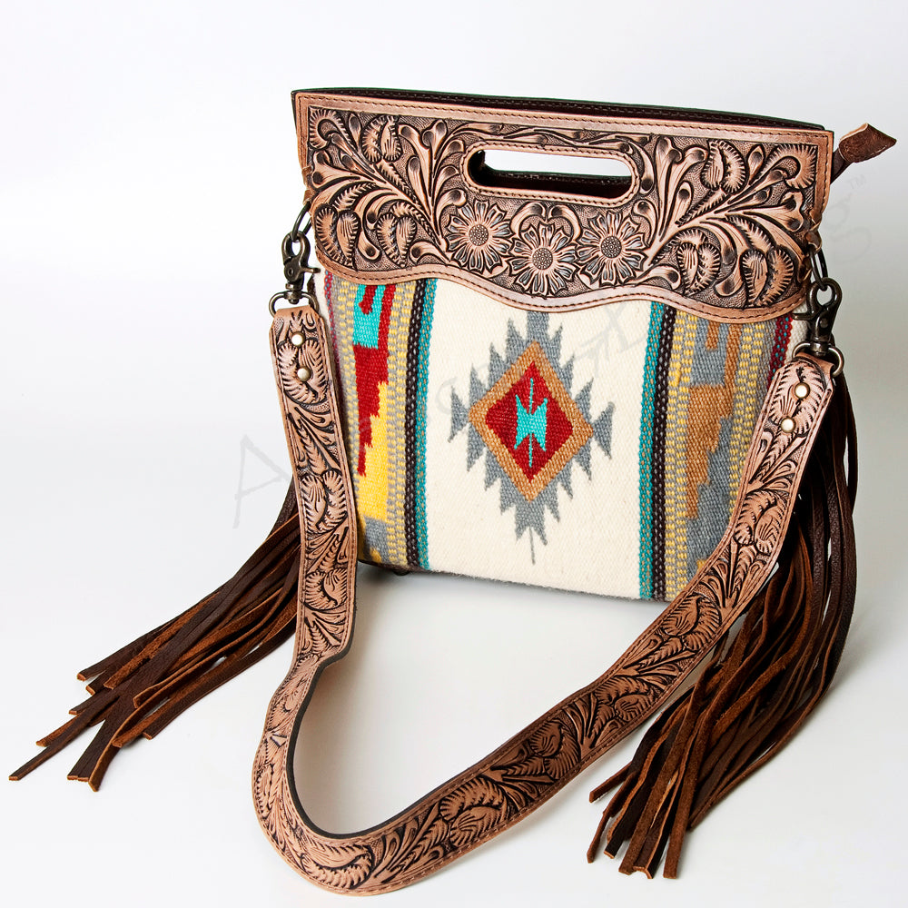 American Darling Clutch Hand Tooled Saddle Blanket Fabric Genuine Leather Western Women Bag Handbag Purse | Purses for Cute