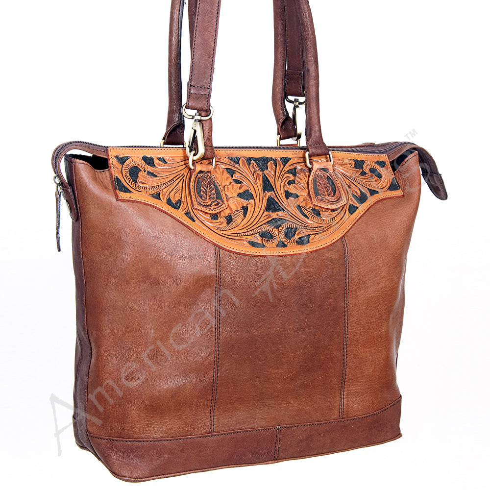 American Darling Tote Hand Tooled Hair-On Genuine Leather Western Women Bag Handbag Purse | Travel Bags College Casual