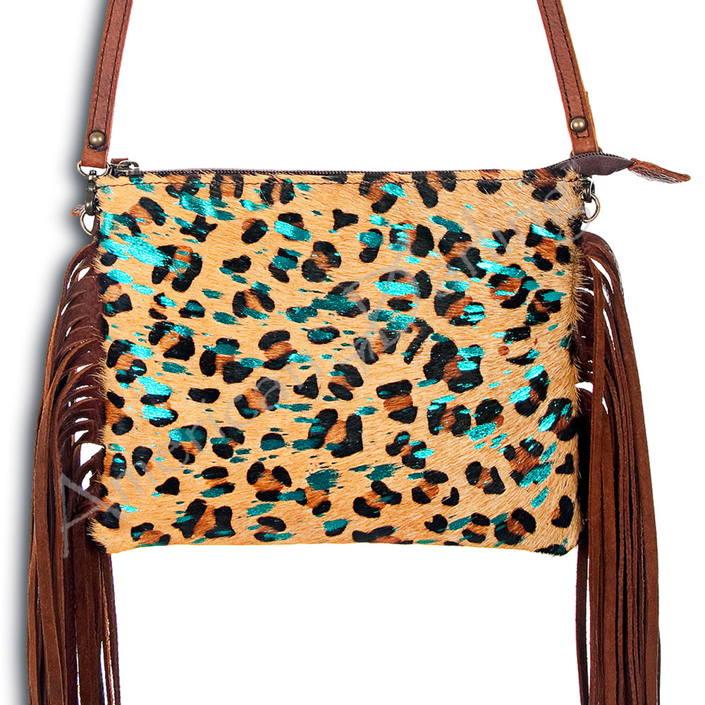 American Darling Western Small Crossbody Bag – Genuine Hair-On Cowhide Leather with Fringes, Adjustable Strap, Handcrafted in Texas