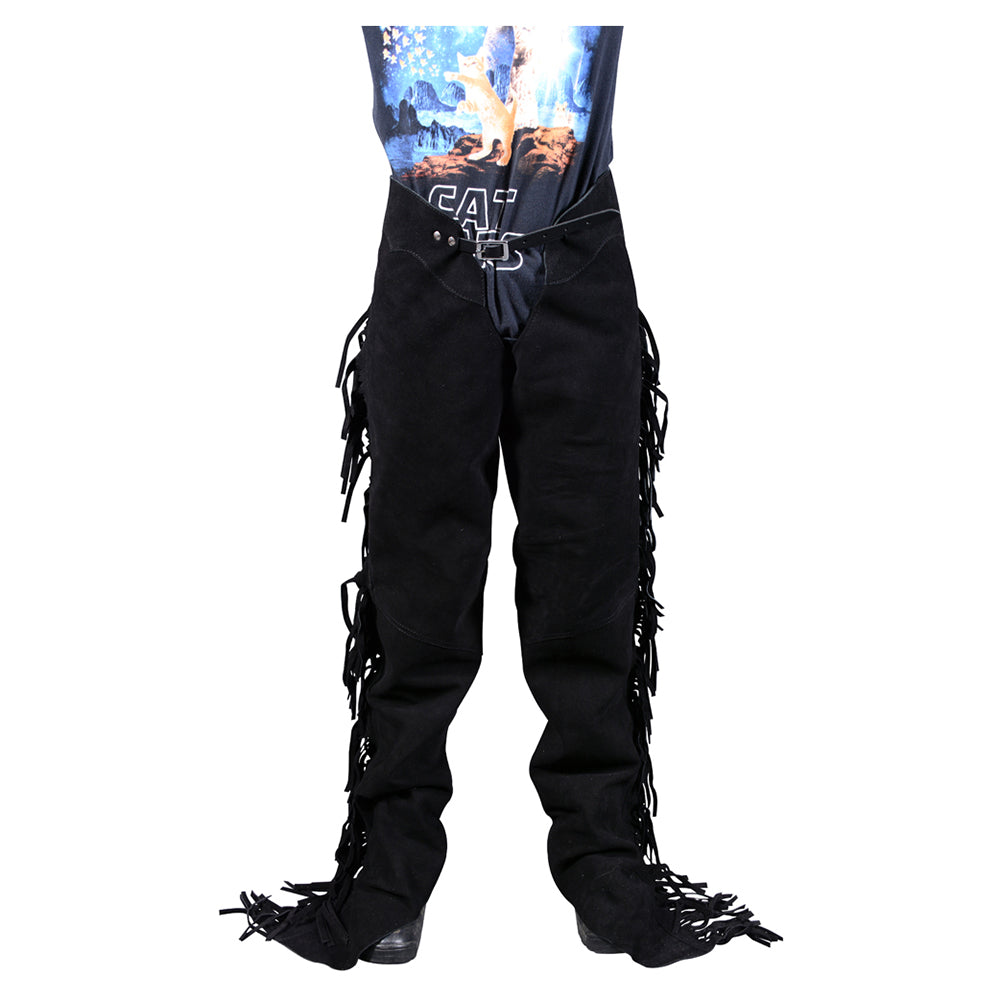 HILASON Black Full Grain Leather Shotgun Work Chaps | Bull Riding Western cowboy for men Women