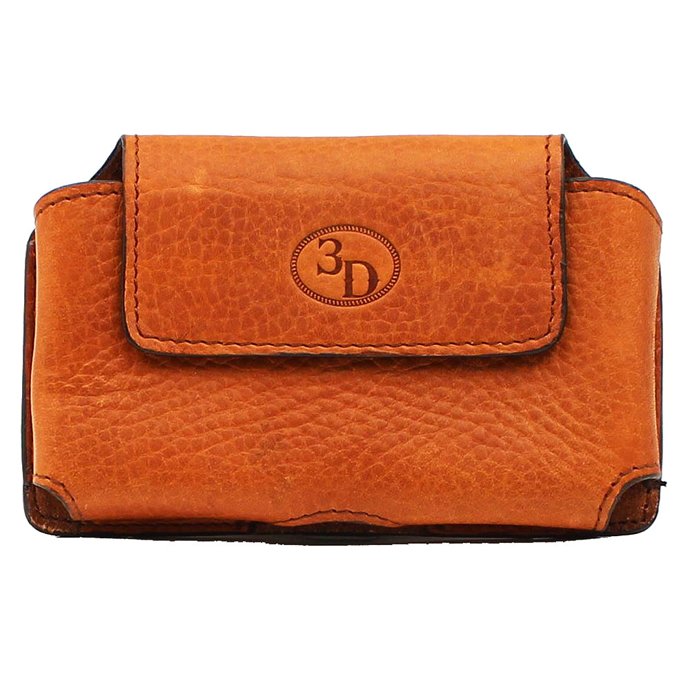 5-1/2 In X 3-1/2 3D Phone Case Leather Logo Medium Brown