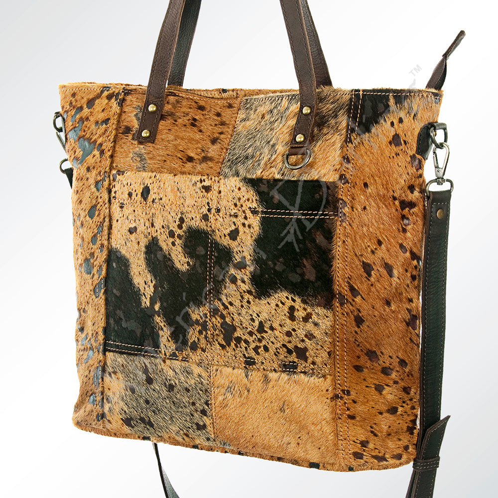 American Darling Hair-on Cowhide Tote Bag – Genuine Leather Western Handbag Adjustable Strap
